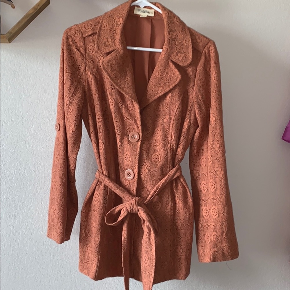 Forever 21 Boutique Lace Button-Up Jacket w/ Sash